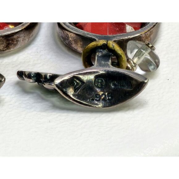 Vintage 925 Sterling Silver Pair Of Wine Glass Charms/Attachments (Bronze Rings) - Picture 3 of 5